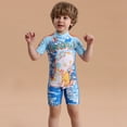 thumbnail image 3 of BULLPIANO Boys' Swimwear One Pieces Zipper Toddler Short Sleeve Rash Guard Sunsuits with Hat UPF50+ Sun Protection,Size 5-6 Years, 3 of 9