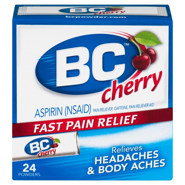 BC Aspirin Pain Relief Cherry Powder, Relieves Headaches, 24 Count