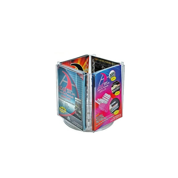 Azar 11 1/2" x 9" Letter Size 4-Pocket Revolving Modular Crystal Styrene Brochure Holder 252321