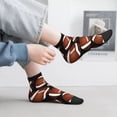 thumbnail image 2 of Pofeuu Brown Football On Black Print 30cm Socks, Adult Running Hiking Socks for Youth and Adult, 2 of 7