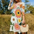 thumbnail image 4 of Pretty Floral Bouquet Bright Colors Womens Summer Dress Tie Back A Line Flare Dress, 4 of 9