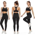 thumbnail image 2 of Women's Black Leggings Soft High Waist Tummy Tights Sports Fitness Gym Running Yoga Pants, 2 of 5