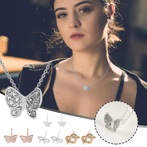 Fiudx Conjunto de Joyería de Moda, Elegante Collar con Colgante, Elegante Colección de Aretes, Accesorios de Acero Inoxidable, Regalo de Cumpleaños o Festividades, Perfecto para Mujeres, Diseño Llama