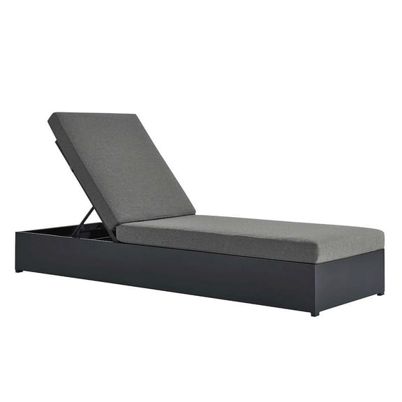 Modway Tahoe Outdoor Patio Powder-Coated Aluminum Chaise Lounge Chair in Gray Charcoal