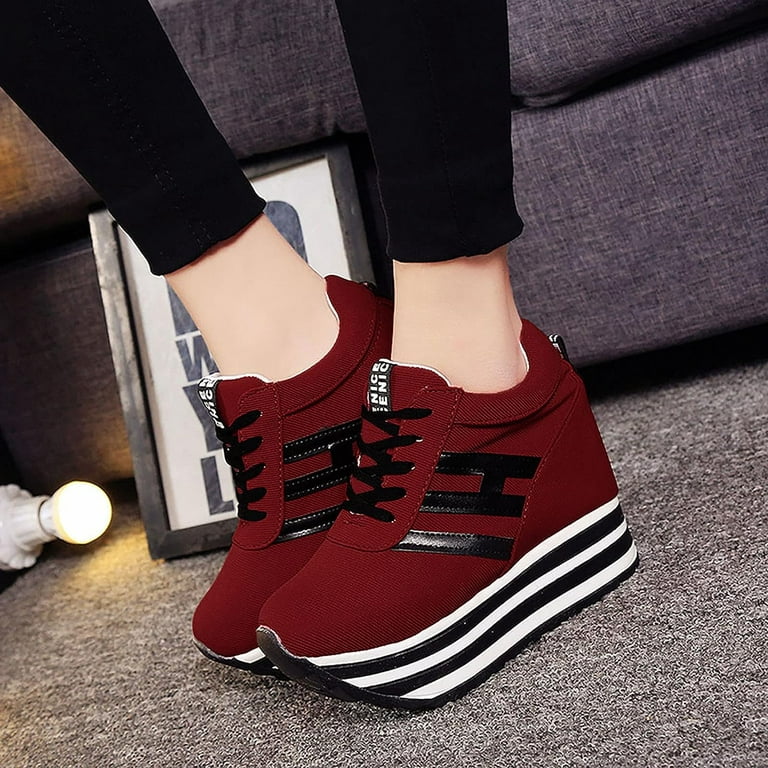  Binhyx Women Lace Up Platform Sneakers Comfortable