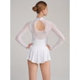 thumbnail image 4 of ZDHoor Womens Figure Ice Skating Dancewear Glitters Mesh Patchwork Lyrical Dance Leotard Dress White S, 4 of 6