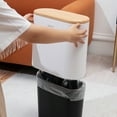 thumbnail image 3 of Small Trash Can with Lid, 2.4 gal Plastic Garbage Can, Rectangle Waste Basket with Inner Bucket for Bathroom Kitchen, 3 of 5
