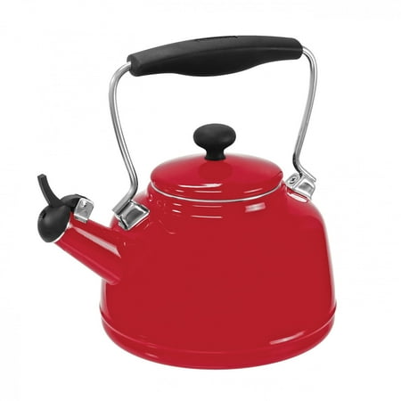 Chantal Enamel Pot - Chantal 1.7 Quart Durable Enamel on Steel Vintage Stovetop Tea Kettle Pot, Red