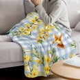 thumbnail image 3 of Forsythia Flowers Blanket Soft Cozy Warm Throw Blanket for Couch, Plush Fuzzy Flannel Fleece Blankets for Sofa, Spring Yellow Floral Hummingbird Blue Plaid Bed Blankets Gifts for Men, 40"x60", 3 of 9