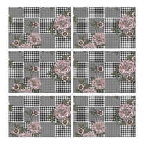 Pioneer Flower Floral Print Pattern Summer Placemats Table Placemats Set Of 6-Linen Kitchen Washable Placemats Table Mats 12x18 Inch Non-Slip Heat Resistant