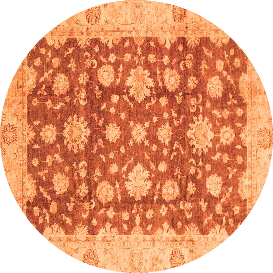 Ahgly Company Machine Washable Indoor Round Oriental Orange Traditional