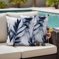 thumbnail image 4 of Navy Blue Palm Leaf Outdoor Waterproof Pillow Covers, Botanical Vintage Tropical Leaves Decorative Square Throw Pillowcase Sofa Cushion Sham for Patio/Couch/Chair, 16"x16" 2 Pack, 4 of 8