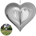 thumbnail image 2 of Carillón de viento Metal Jardín Spinner Arte de jardín al aire libre para patio trasero Decoración colgante al aire libre y Spinner para adornos de jardín y jardín Forma 3D Corazón plateado, 2 of 8