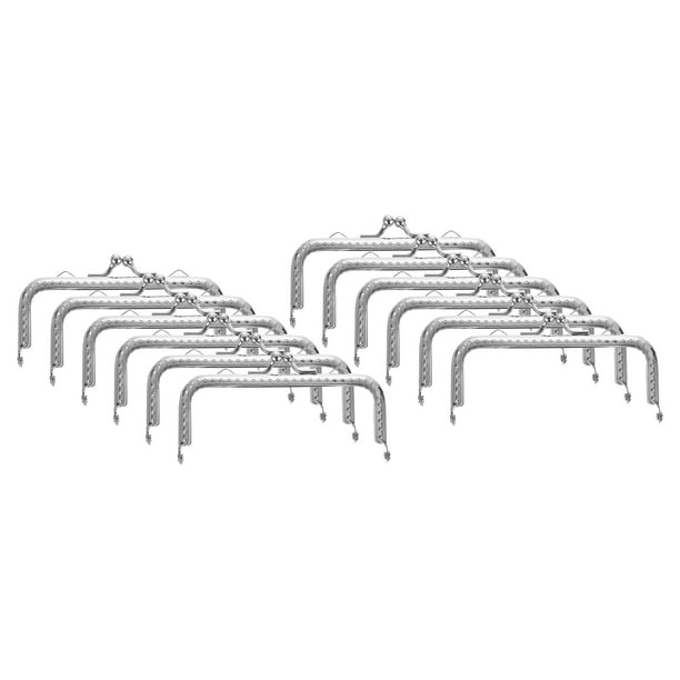 Uxcell 12 Pcs Marco de Bolso de Metal, 10.5cm/4.1" Marco de Cierre de Beso Vintage con Relieve para Fabricación de Bolsos (Plata)