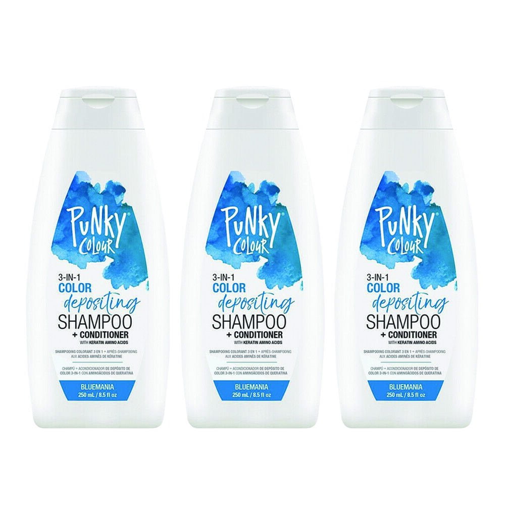 Punky Bluemania 3in1 Color Depositing Shampoo & Conditioner 8.5 oz Pack of 3