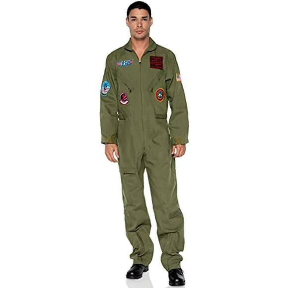 mens - Official Top Gun Flight Suit 8s Movie Jumpsuit for Men Adult Sized , Khaki Green, Small Medium US