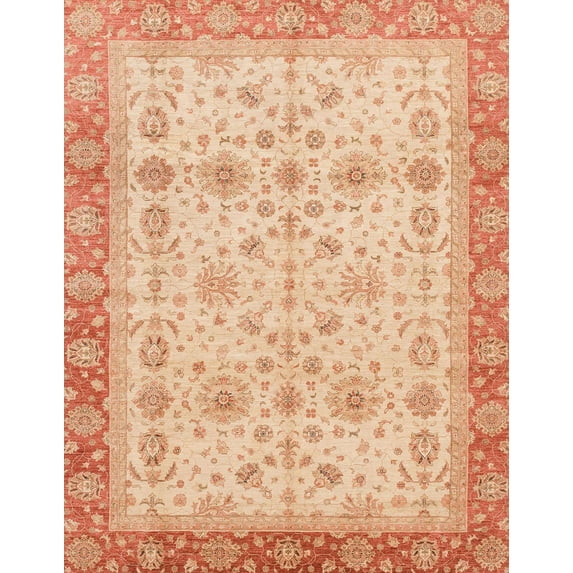Ahgly Company Indoor Rectangle Abstract Indian Saffron Orange Oriental Area Rugs, 7' x 9'