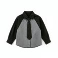 thumbnail image 5 of Fozruso Boys Long Sleeve Button Up Shirts, Kids Classic Collared Dress Shirts with Patchwork Design Back to School Clothes, 5 of 5