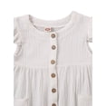 thumbnail image 2 of Canrulo Toddler Baby Girls Fly Sleeve Dress Kids Summer Clothes Tutu Dresses with Pockets Princess Casual Outfits White 4-5 Years, 2 of 6