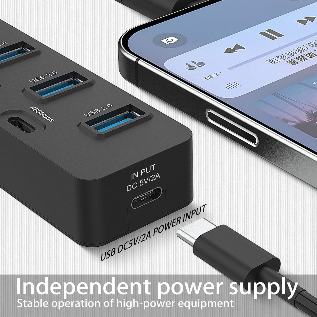 Double Input USB A USB C 7 Port Expansion Hubs Supporting Fast 5Gbps Data Transfer Plugs and Play for Various Devices