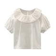 thumbnail image 3 of Esaierr 1-10T Girls Short Sleeve Shirts Cotton Tops T Shirts for Kids Baby Summer Crewneck Cute Casual Tees Solid Colour Versatile Bottom Shirt for Girls, 3 of 8