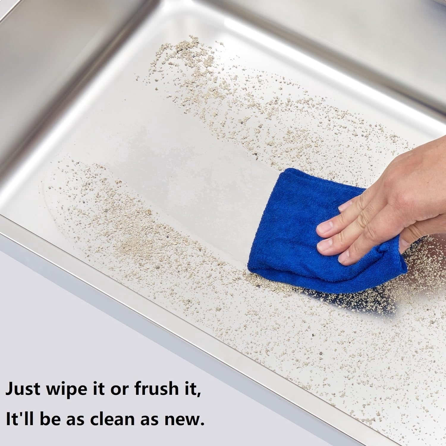 Stainless Steel Litter Box, High Sided Large Metal Cat Litter Boxes Easy Clean, Non Stick and No Smell, Suitable for Adult Cats/Kitty 17.8"L x 13.8"W x 4"H