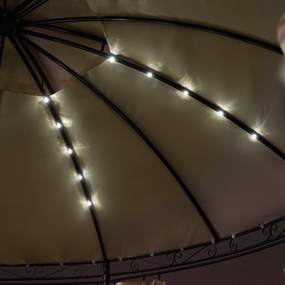 Lowestbest Outdoor Canopy, Round Soft Roof Pavilion with Detachable Curtains, Khaki Lowestbest Outdoor Canopy, Round Soft Roof Pavilion with Detachable Curtains, Khaki