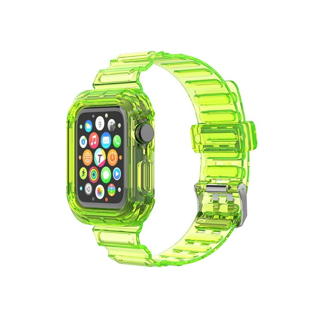 Compatible avec Apple iWatch Étui de Protection, Femmes Hommes Bracelet de Remplacement Doux Transparent pour Apple Watch (Jaune Transparent, 42/44mm)
