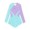 thumbnail image 4 of Sxiwei Justaucorps de Ballet à Manches Longues pour Filles, Dos Creux, Strass, Sequins, Rouleau, Bleu Clair 6, 4 of 5