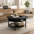 thumbnail image 2 of DOVEAID Round Lift Top Coffee Table with Storage Farmhouse Circle Table with Hidden Compartment Large 2 Tier Modern Center Table for Living Room,Black, 2 of 10