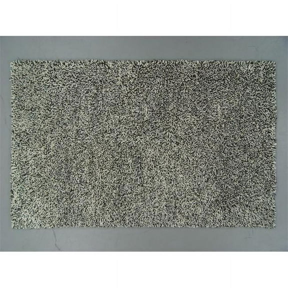 LS-RJ15 5 x 8 ft. Kavera 100 Percent Long Fiber Wool Hand Made Rug, Black & White