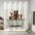 thumbnail image 6 of No Hook Shower Curtain, Funny Animals Shower Curtains for Bathroom with See Through Top Window, Woodland Bathtub Wildlife Watercolor Bear Waterproof & Washable Bath Curtain Long 72"x78", 6 of 9