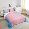 thumbnail image 4 of Erosebridal Blue and Pink Comforter Set Full,Rainbow Ombre Bedding Set Aesthetic Room Decor for Women Men,Gradient Colorful Comforter Sets Abstract Quilt Bed Set 3Pcs, 4 of 5