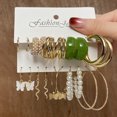 thumbnail image 4 of Juego de pendientes de estación independiente, 5 pares de pendientes acrílicos simples y creativos, pendientes de aleación de metal, pendientes de perlas para mujer, detalle de perla, 4 of 6