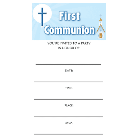 Twins Communion Invitations - 12pack First Communion Invitation Cards with Envelopes