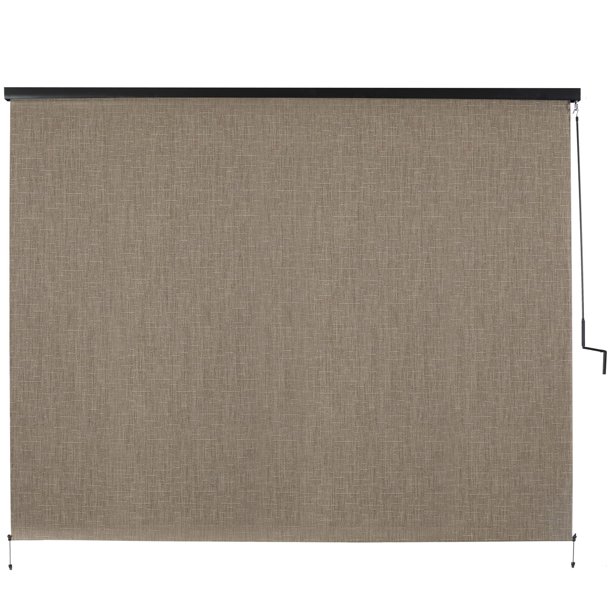 Outdoor Roller Shade 10'Wx8'H Brown Cordless Patio Roller Blinds Shades