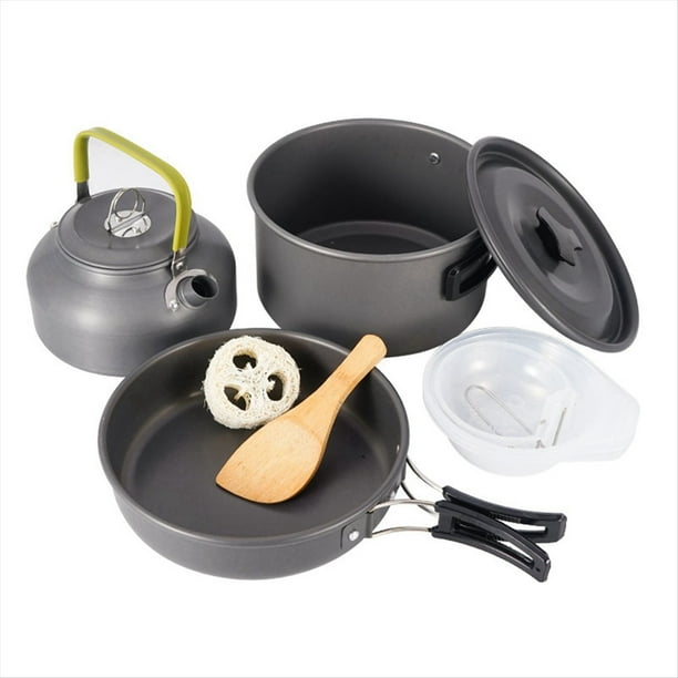 Juego Cocina para Acampar, Utensilios Cocina para Acampar, Juego Utensilios Cocina para Exteriores, Ollas, Platos para Turistas, Tetera Portátil Viaje, Vajilla para Picnic