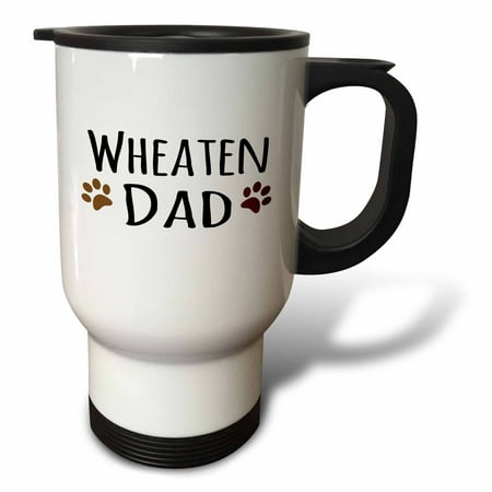 

3dRose Wheaten Dog Dad - Soft Coated Wheaten Terrier - Doggie by breed - doggy lover owner brown paw prints Travel Mug 14oz Stainless Steel