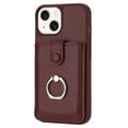 thumbnail image 5 of Compatible with iPhone 15 Wallet Phone Case,360°Rotation Finger Ring Holder Kickstand,with Card Holder,Lychee Pattern PU Leather Durable Shockproof Rugged Phone Case,Winered, 5 of 12