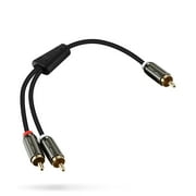 Fospower RCA Y-Adapter (3 feet) 1 RCA Male to 2 RCA Male Audio Y Adapter Subwoofer Cable - Dual Shielded, 24k Gold Plated