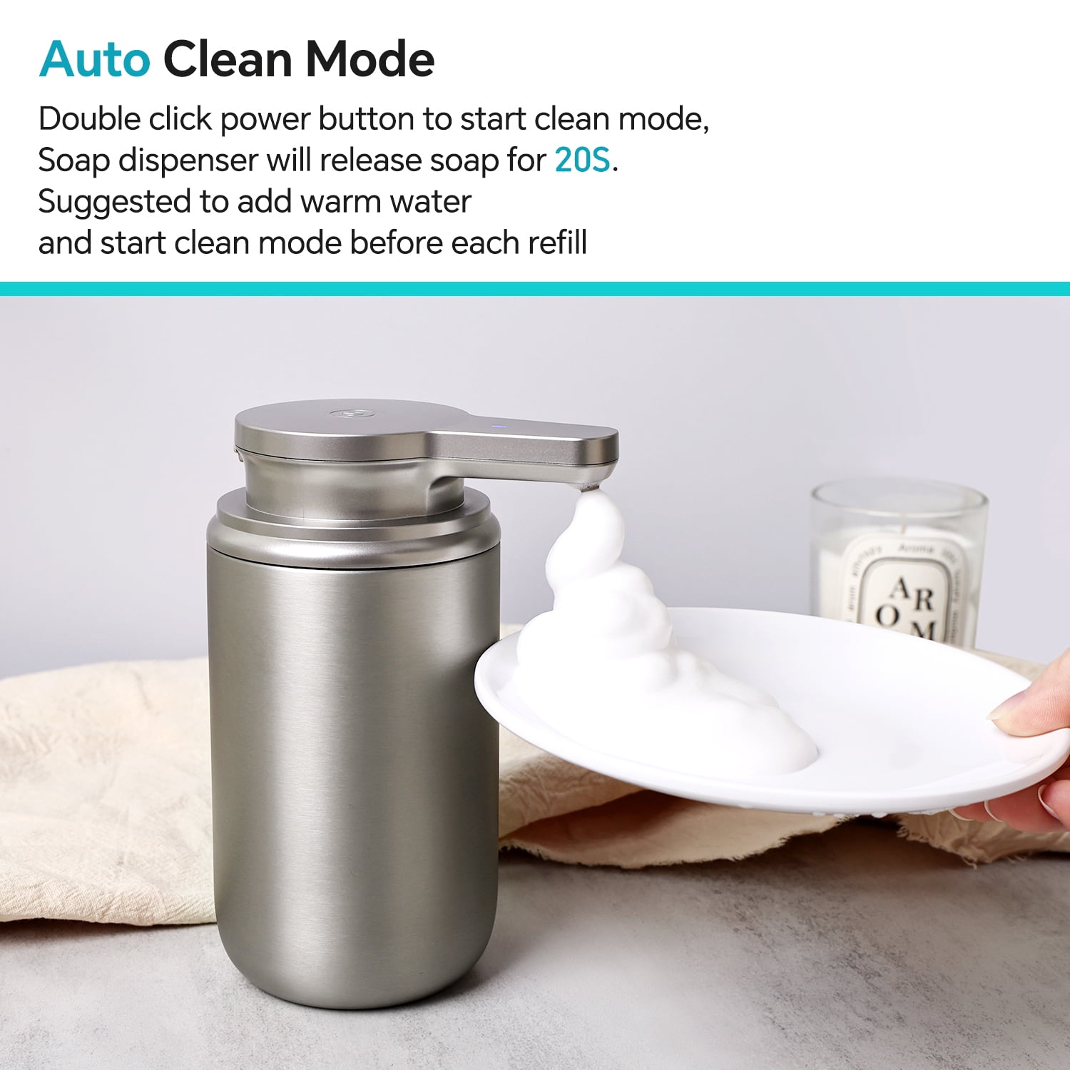 LAOPAO Automatic Soap Dispenser Touchless, Stainless Steel Rechargeable Foaming Soap Dispenser for Kitchen & Bathroom, Hands-Free Automatic Foaming Soap Dispenser, Xmas Gift, 10oz