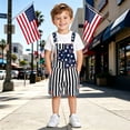 thumbnail image 4 of Ticikt Unisex Printed Overalls Short Romper, Festival Jumpsuits 4th of July Kids Overalls,Color:Navy,Size:6-7 Years, 4 of 7