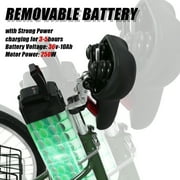 Patikuin Electric Tricycle for Adults, 24 Trike 3-Wheel 36V 250W 7 Speeds with Basket, Folding E-Bike, up to 15.5 MPH, Gray