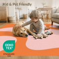 thumbnail image 4 of ODIKA 9'x12' Pink Orange Mid Century Modern Design Washable Area Rug Retro Abstract Pattern with Flowing Curves for Master Suite, California King, Under Bed, Non-Shedding, Easy Care, 4 of 7