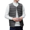 thumbnail image 6 of Luwomo Men's Leisure Down Vest Jackets Mens Sleeveless V Neck Zipper Packable Down Thin Coat Regular Blouses Grey,XL, 6 of 7