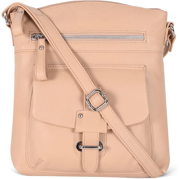 Leather Crossbody Bag For Women With Adjustable Sling Strap - Medium Size Crossover Handbag Purse