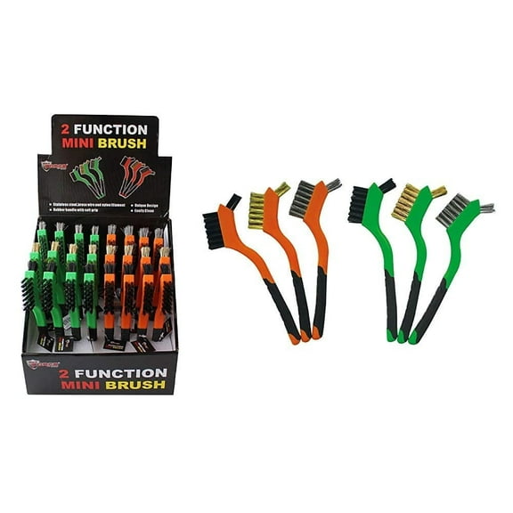 DIamond Visions Max Force 2221293 3 Piece 2 Function Steel Mini Wire and Nylon Brush Set Bundle In Assorted Safety Colors 1 Set of 3 Brushes
