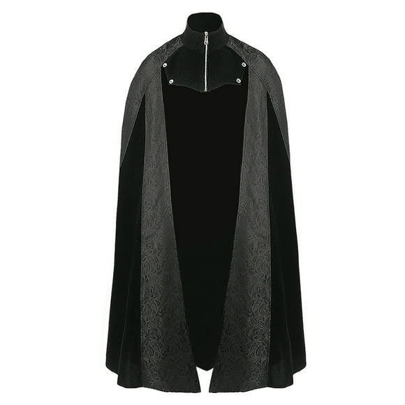 Men Solid Stand Sollar Casual Party Retro Gothic Long Cloak Stage Outfit Top