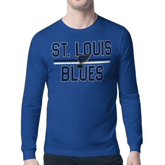 Men's Starter Blue St. Louis Blues Mesh Look Team Name Long Sleeve T-Shirt