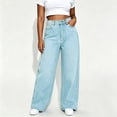 thumbnail image 2 of TFEOQRY Womens Straight Denim Pants with Pockets High Waist Loose Causal Wide Leg Jeans for Daily Street Wear, 2 of 5